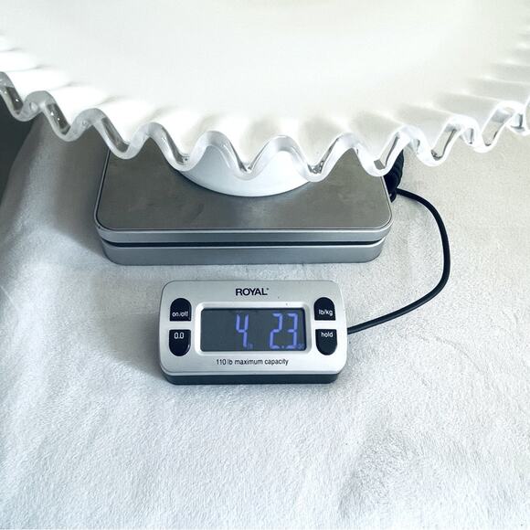 Vtg Fenton Silver Crest Ruffled Milk Glass Pedestal Cake Stand Plate Scalloped - Picture 10 of 15